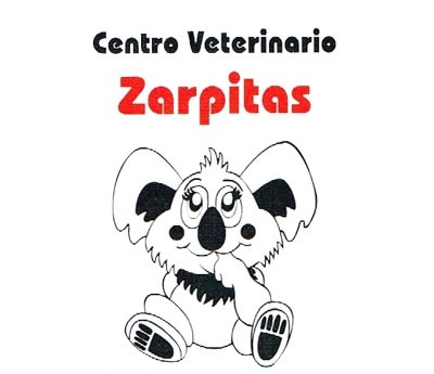 Logo del centro veterinario Zarpitas con perrito adorable en estilo dibujo.